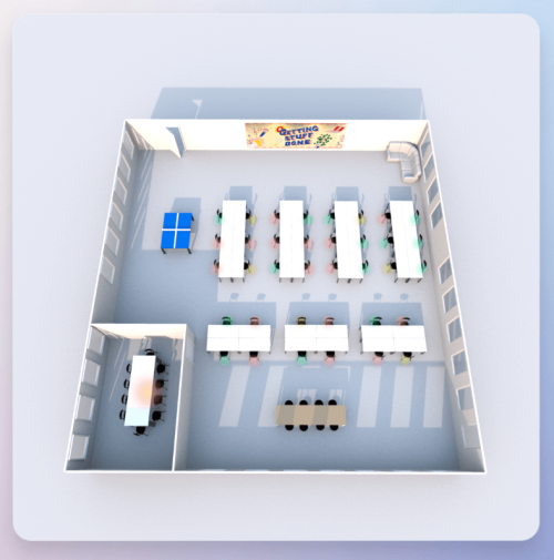 Figure 4 The final floor plan with the desk and meeting room usage overlay.